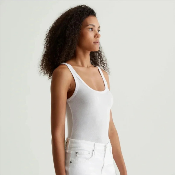 AG ADRIANO GOLDSCHMIED Jaxon Ribbed Blush Pink Basic Layering Tank Top - Picture 1 of 13